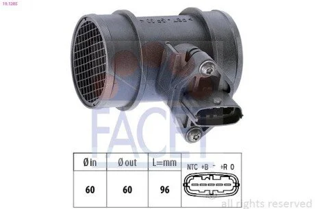 Витратомір повітря (5 конт.) OPEL Combo, Astra H 1.0/1.2/1.4 03- (10.1285) Facet FACET 101285