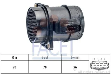 Витратомір повітря (4 конт.)FIAT DOBLO 1.3D/1.9D 05- (10.1299) Facet FACET 101299