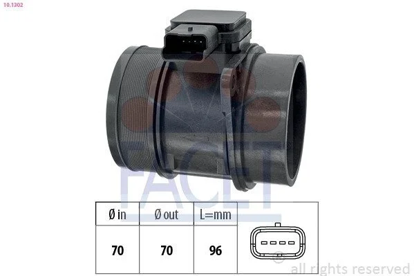 Расходомер воздуха 2.0HDi (100kw) Citroen C4 07-/Peugeot 307 04- (10.1302) Facet FACET 101302 (фото 1)