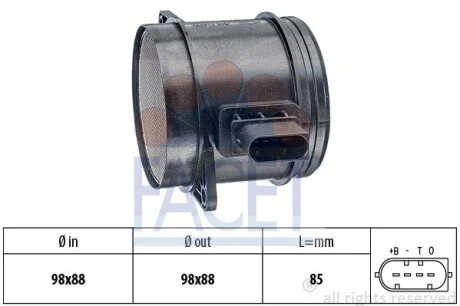Витратомір повітря BMW 3/5/X3/X5 2.0/3.0 d 04-> (10.1348) Facet FACET 101348