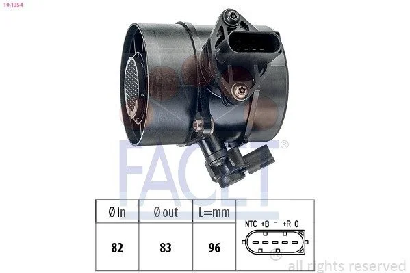 Расходомер воздуха MB C,E-class (W203/W204/W211 2.1-3.2CDI 02-10 (10.1354) Facet FACET 101354 (фото 1)