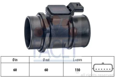 Витратомір повітря Dacia Logan/Sandero/ Nissan Kubistar/ Renault Clio/Kangoo/Logan 1.2-1.6 dCi 03- (10.1388) Facet FACET 101388