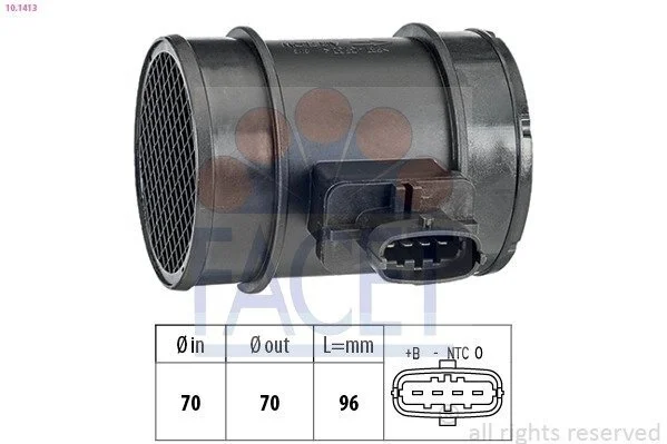 Витратомір повітря (4 конт.) Doblo/Combo 10- 1.3/1.6/2.0D/Ducato 2.3D 06- (10.1413) Facet FACET 101413 (фото 1)