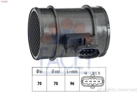 Витратомір повітря (4 конт.) Doblo/Combo 10- 1.3/1.6/2.0D/Ducato 2.3D 06- (10.1413) Facet FACET 101413