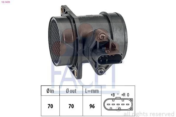 Витратомір повітря (5конт.) AUDI A4/ A6/SKODA OCTAVIA 1.6/1.8T 96-10 (10.1439) Facet FACET 101439 (фото 1)