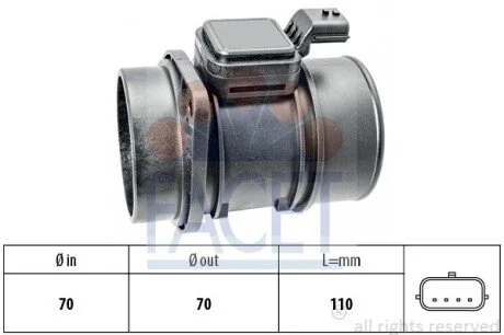 Витратомір повітря Trafic 2.0 dCi 06-/Kangoo 1.5 dCi 09-/Logan 1.5 dCi 10- (10.1454) Facet FACET 101454