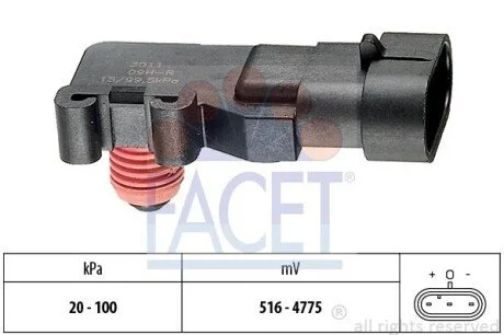 Датчик тиску наддуву (3 конт.) EPICA/NUBIRA/ASTRA/COMBO 1.4-3.5 92- (10.3011) Facet FACET 103011