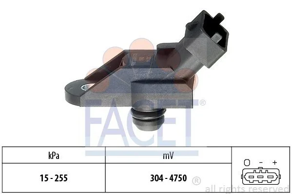 Датчик тиску наддуву Opel Astra G/Omega/Vectra B/Zafira A 1.7-2.2 96-05 (10.3014) Facet FACET 103014 (фото 1)