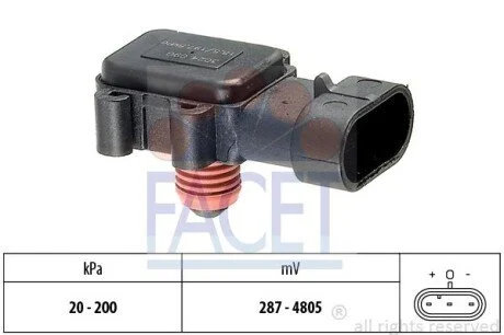 Датчик тиску наддуву (3 конт.) OPEL COMBO/ASTRA G 1.7D 00- (10.3024) Facet FACET 103024