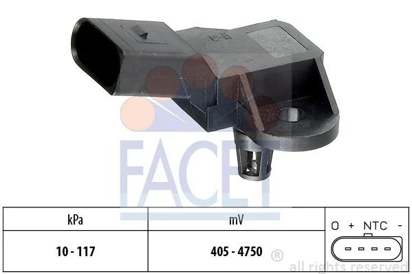 Датчик тиску наддуву A4/A6/ Fabia/Octavia/Roomster/ Caddy/Golf/T4 1.0-4.2 98- (10.3090) Facet FACET 103090 (фото 1)