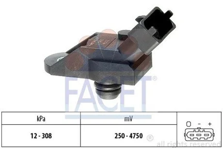Датчик тиску наддуву Opel Astra G/Vectra B 2.0/2.2 DTI 97-05 (10.3114) Facet FACET 103114