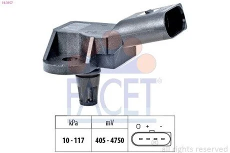 Датчик тиску наддуву (4 конт.)A4/A6/Q7/FABIA/OCTAVIA 1.2-6.3 03- (10.3157) Facet FACET 103157