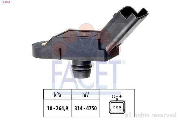 Датчик тиску наддуву Citroen C4/C5 / Peugeot 207/308 1.6 i 06-> (10.3164) Facet FACET 103164 (фото 1)