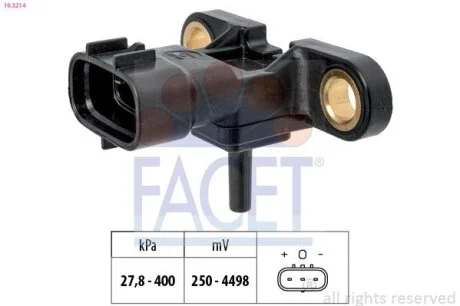 Датчик тиску повітря Toyota RAV 4 (06-19), Land Cruiser (07-), Hilux (05-), Yaris (05-18) 1.4-4.5 D4-D Facet FACET 103214