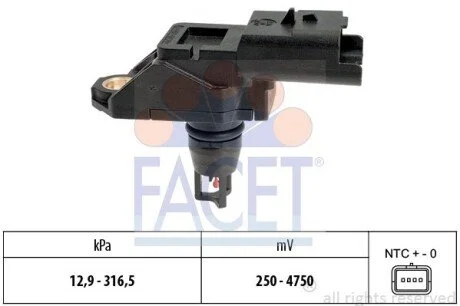 Датчик тиску наддуву Berlingo/Partner 1.6 HDi 10-/Scudo/Jumpy/Expert 2.0 HDi 10- (10.3261) FACET 103261