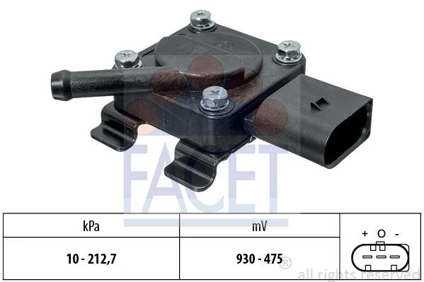 Датчик давления выхлопных газов BMW 1/3/5/7/X3/X5 2.0-4.5 d 02-> (10.3312) Facet FACET 103312 (фото 1)