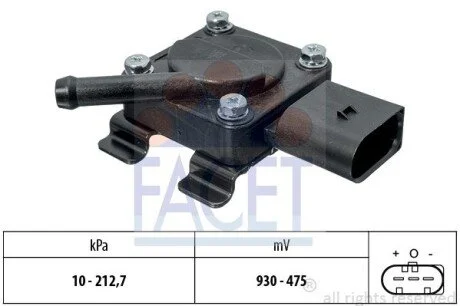 Датчик давления выхлопных газов BMW 1/3/5/7/X3/X5 2.0-4.5 d 02-> (10.3312) Facet FACET 103312