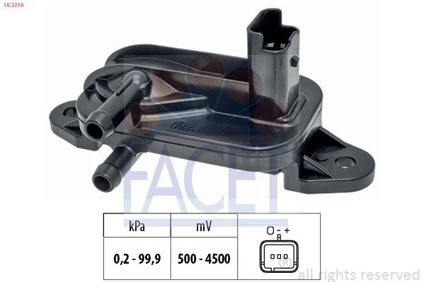 Датчик давления выхлопных газов Scudo/Peugeot 206,EXPERT 1.6D/2.0D/2.2D 99- (10.3316) Facet FACET 103316 (фото 1)