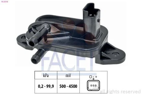 Датчик тиску вихлопних газів Scudo/Peugeot 206,EXPERT 1.6D/2.0D/2.2D 99- (10.3316) Facet FACET 103316