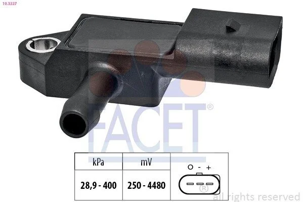 Датчик тиску вихлопних газів Golf/Passat/Caddy/T6/Crafter 1.6/2.0TDI 12- (10.3327) Facet FACET 103327 (фото 1)