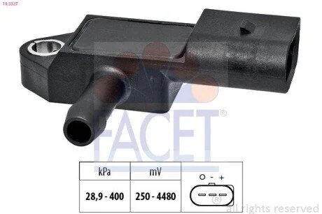 Датчик тиску вихлопних газів Golf/Passat/Caddy/T6/Crafter 1.6/2.0TDI 12- (10.3327) Facet FACET 103327