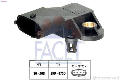 Датчик тиску вихлопних газів Suzuki Swift/SX4/Vitara 1.0/1.4i 13-> (10.3410) Facet FACET 103410