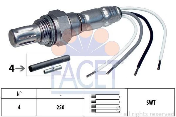 Датчик кислорода (лямбда-зонд) AUDI/CHEVROLET/FIAT/HONDA/MITSUBISHI/FORD (10.700 FACET 107008 (фото 1)