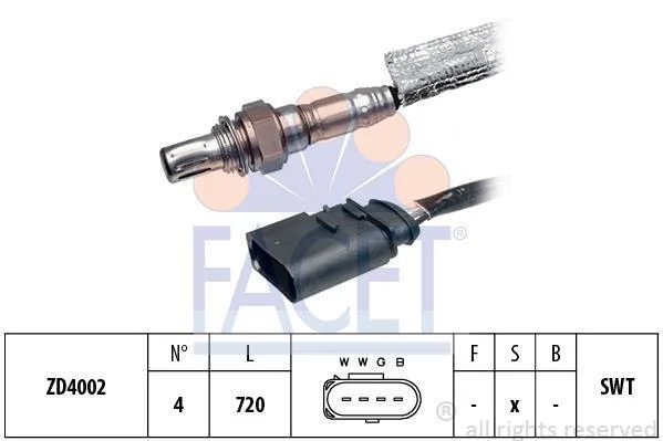 Датчик кислорода (лямбда-зонд) Audi A3 (96-)/Skoda (96-)/VW Golf, Caddy (95-) 1.4 16V, 1.8T (10.7163) Facet FACET 107163 (фото 1)
