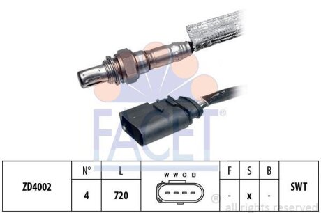 Датчик кислорода (лямбда-зонд) Audi A3 (96-)/Skoda (96-)/VW Golf, Caddy (95-) 1.4 16V, 1.8T (10.7163) FACET 107163