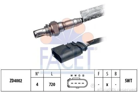 Датчик кислорода (лямбда-зонд) Audi A3 (96-)/Skoda (96-)/VW Golf, Caddy (95-) 1.4 16V, 1.8T (10.7163) Facet FACET 107163