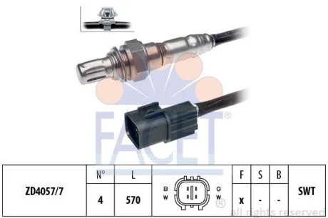 Датчик кислорода (лямбда-зонд) Hyundai SantaFe (01-), Sonata (98-)/KIA Sorento (FACET 107510