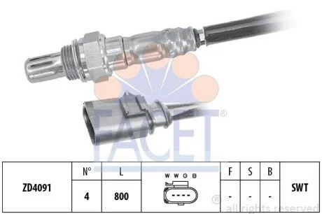 Датчик кислорода (лямбда-зонд) VW Golf/Passat/Tiguan 1.2-2.0 TSI/TDI 12-> (10.8199) Facet FACET 108199