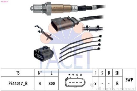 Датчик кислорода (лямбда-зонд) Audi Skoda Fabia/Octavia/ VW Bora/Golf 1.0-3.2 96-08 (10.8253) FACET 108253