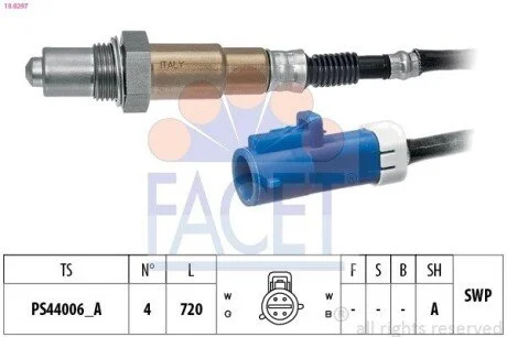 Датчик кислорода (лямбда-зонд) Ford Connect 1.6 EcoBoost (13-) (10.8297) Facet FACET 108297