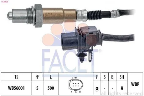 Датчик кислорода (лямбда-зонд) (5 конт./500 мм)) Transit 2.2TDCi 11-/Jumper 2.2HDi 11- (10.8406) Facet FACET 108406