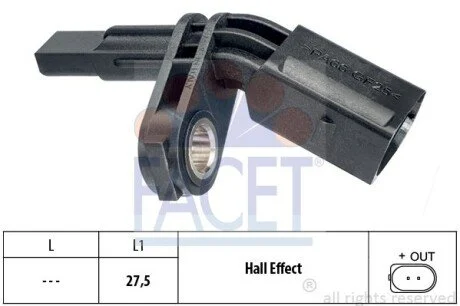 Датчик ABS перед./зад. T5 03- /Caddy 03- перед. Л. (21.0007) Facet FACET 210007
