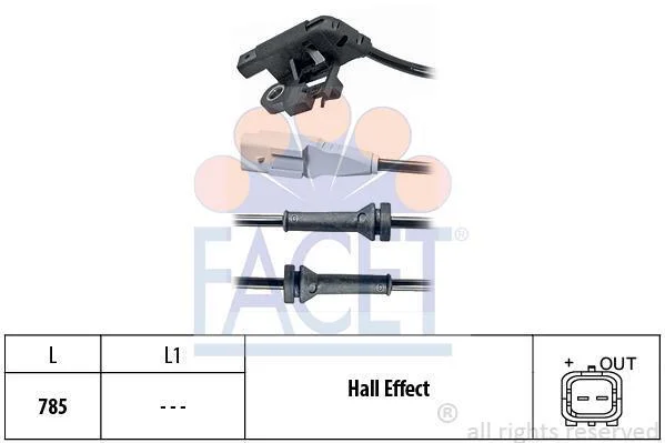 Датчик ABS Citroen C4 (04-)/Peugeot 307 (00-) (21.0031) Facet FACET 210031 (фото 1)