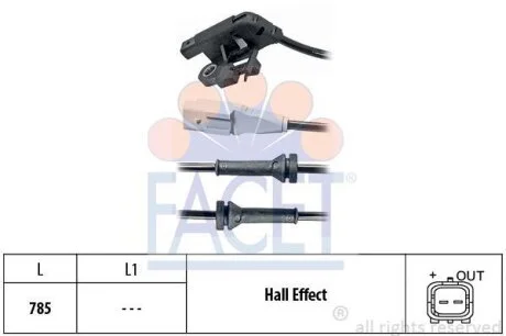 Датчик ABS Citroen C4 (04-)/Peugeot 307 (00-) (21.0031) Facet FACET 210031