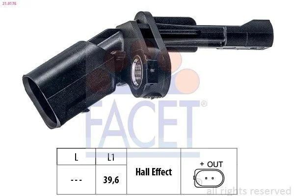 Датчик ABS OCTAVIA/VW CADDY III,GOLF VI, VII, PASSAT 03- задній Л (21.0175) Facet FACET 210175 (фото 1)