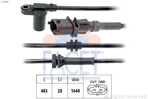 Датчик ABS передний Combo/Corsa C 01- (510 мм) (21.2048) Facet FACET 212048 (фото 1)