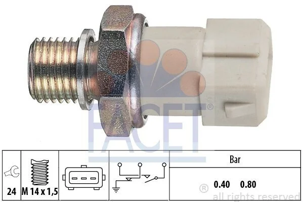 Датчик тиску оливи (0,4bar/3 конт./білий) Kadett E 1.3-1.6 Facet FACET 7.0070 (фото 1)