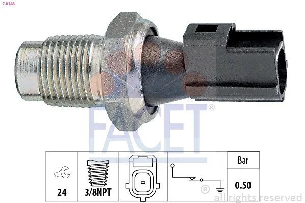 Датчик тиску оливи (0,5bar/1 конт/черный) MONDEO 2.2-3.0 00-07 (7.0148) Facet FACET 70148 (фото 1)