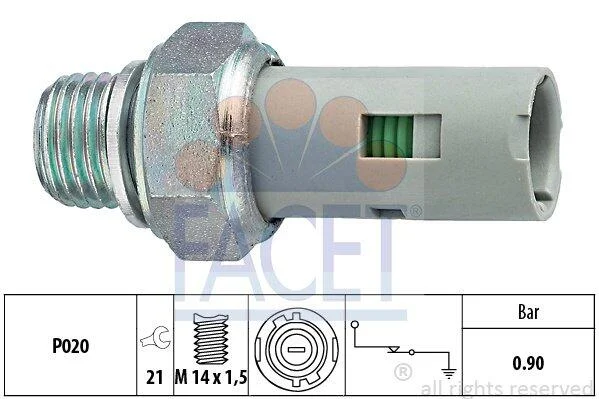 Датчик тиску оливи (0,9bar/1 конт./черный) KANGOO 1.1-2.5D 97- (7.0153) Facet FACET 70153 (фото 1)