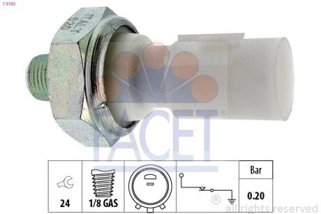 Датчик тиску оливи Hyundai i20 1.2 (12-15) (7.0182) Facet FACET 70182