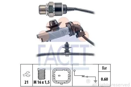 Датчик тиску оливи (0,5bar/1 конт./сірий) Berlingo/Partner/C4/308 09- 1.6HDi (7.0199) Facet FACET 70199