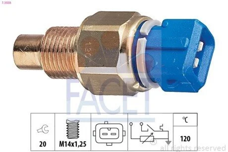 Датчик вмикання вентилятора Partner 1.8/1.9D (120C)/Scudo/Ducato (7.3558) Facet FACET 73558