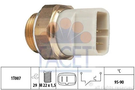 Датчик вмикання вентилятора Golf/Passat/Polo/T3 1.3-1.9D 73-97 (7.5027) Facet FACET 75027