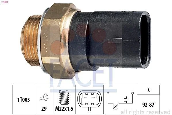 Датчик вмикання вентилятора Fiat Panda/Tempra/Tipo/Uno 0.8-2.8 79- (7.5031) Facet FACET 75031 (фото 1)