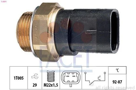 Датчик вмикання вентилятора Fiat Panda/Tempra/Tipo/Uno 0.8-2.8 79- (7.5031) Facet FACET 75031