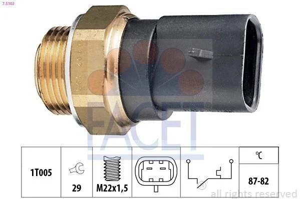 Датчик вмикання вентилятора Opel Astra F/Vectra A 1.4-2.0i 88-05 (7.5102) Facet FACET 75102 (фото 1)